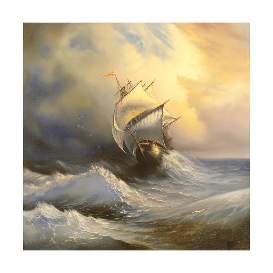 Ancient Sailing Vessel In Stormy Sea Art Print Balaikin2009