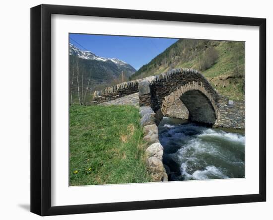 Ancient Stone Bridge over a River in the La Malana District in the Pyrenees in Andorra, Europe-Jeremy Bright-Framed Photographic Print