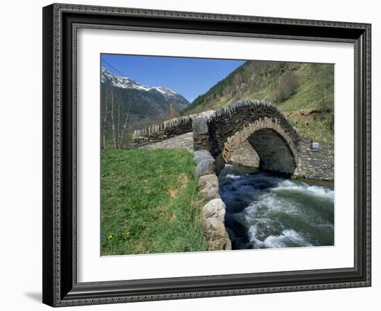 Ancient Stone Bridge over a River in the La Malana District in the Pyrenees in Andorra, Europe-Jeremy Bright-Framed Photographic Print