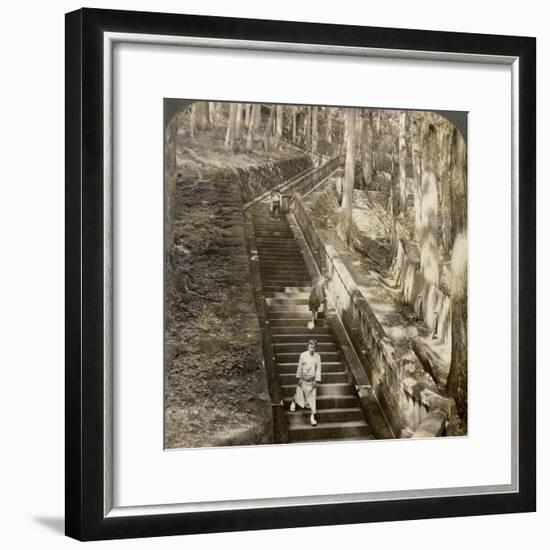 Ancient Stone Stairway Up the Hill to the Tomb of Shogun Ieyasu, Nikko, Japan, 1904-Underwood & Underwood-Framed Photographic Print