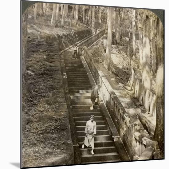 Ancient Stone Stairway Up the Hill to the Tomb of Shogun Ieyasu, Nikko, Japan, 1904-Underwood & Underwood-Mounted Photographic Print