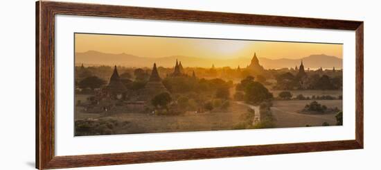 Ancient Temple City of Bagan (Also Pagan) and Ox Cart, Myanmar (Burma)-Peter Adams-Framed Photographic Print