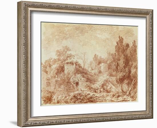 Ancient Theatre, Hadrian's Villa, Near Tivoli-Jean-Honore Fragonard-Framed Giclee Print