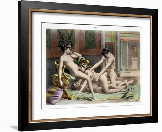 Ancient Times, Illustration of an Orgy, Plate 19 of De Figuris Veneris-Edouard-henri Avril-Framed Giclee Print