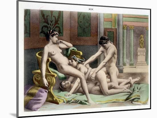 Ancient Times, Illustration of an Orgy, Plate 19 of De Figuris Veneris-Edouard-henri Avril-Mounted Giclee Print