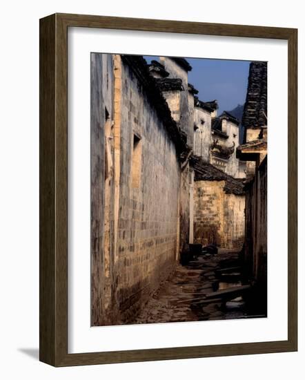 Ancient Town of Huizhou-styled Architecture and Canal, China-Keren Su-Framed Photographic Print