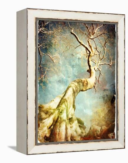 Ancient Tree Of Cambodian Temple - Artistic Retro Picture-Maugli-l-Framed Stretched Canvas