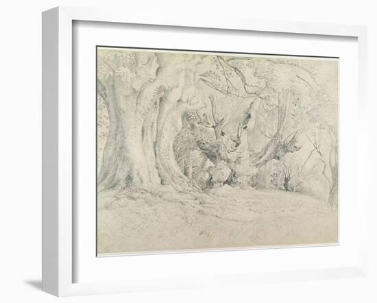 Ancient Trees, Lullingstone Park, 1828 (Graphite on Paper)-Samuel Palmer-Framed Giclee Print