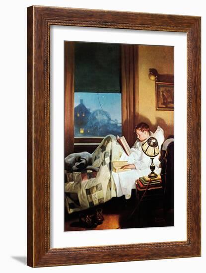 And Every Lad May Be Aladdin (or Reading in Bed)-Norman Rockwell-Framed Giclee Print