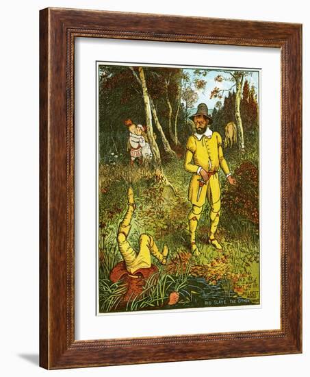 and He that Was of Mildest Mood, Did Slaye the Other There , Illustration from Babes in the Wood,-Randolph Caldecott-Framed Giclee Print