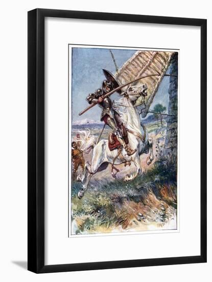 And Running His Lance into the Sail, Illustration from 'The Adventures of Don Quixote', Published…-Paul Hardy-Framed Giclee Print