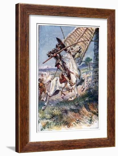 And Running His Lance into the Sail, Illustration from 'The Adventures of Don Quixote', Published…-Paul Hardy-Framed Giclee Print