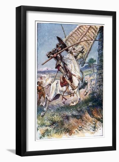 And Running His Lance into the Sail, Illustration from 'The Adventures of Don Quixote', Published…-Paul Hardy-Framed Giclee Print