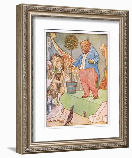 And the Bear Sang a Sentimental Air, Illustration from 'Johnny Crow's Party', c.1930-Leonard Leslie Brooke-Framed Giclee Print