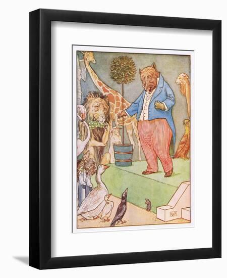 And the Bear Sang a Sentimental Air, Illustration from 'Johnny Crow's Party', c.1930-Leonard Leslie Brooke-Framed Giclee Print