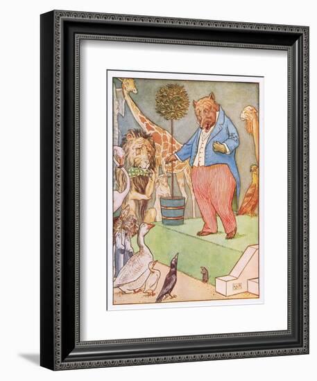 And the Bear Sang a Sentimental Air, Illustration from 'Johnny Crow's Party', c.1930-Leonard Leslie Brooke-Framed Giclee Print