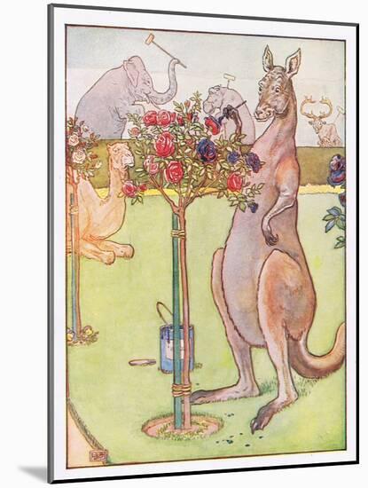 And the Kangaroo Tried to Paint the Roses Blue, Illustration from 'Johnny Crow's Party', c.1930-Leonard Leslie Brooke-Mounted Giclee Print