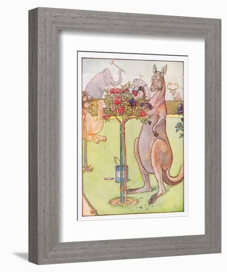 And the Kangaroo Tried to Paint the Roses Blue, Illustration from 'Johnny Crow's Party', c.1930-Leonard Leslie Brooke-Framed Giclee Print