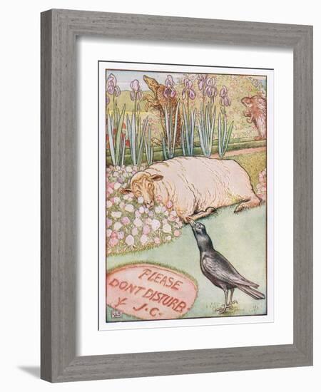 And the Sheep Went to Sleep, Illustration from 'Johnny Crow's Party', c.1930-Leonard Leslie Brooke-Framed Giclee Print