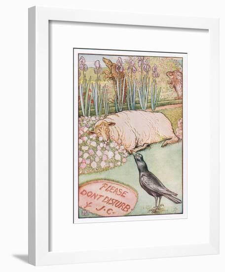 And the Sheep Went to Sleep, Illustration from 'Johnny Crow's Party', c.1930-Leonard Leslie Brooke-Framed Giclee Print