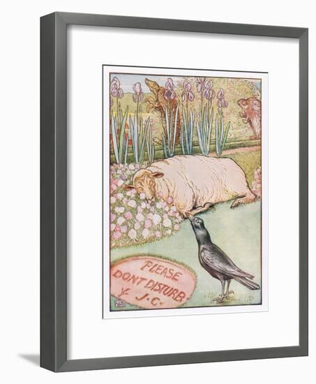 And the Sheep Went to Sleep, Illustration from 'Johnny Crow's Party', c.1930-Leonard Leslie Brooke-Framed Giclee Print