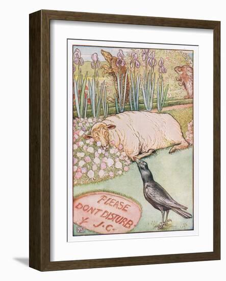 And the Sheep Went to Sleep, Illustration from 'Johnny Crow's Party', c.1930-Leonard Leslie Brooke-Framed Giclee Print