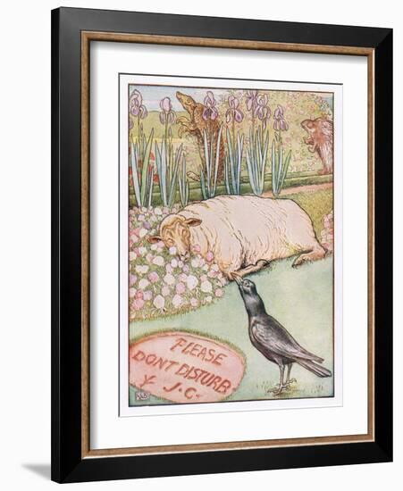 And the Sheep Went to Sleep, Illustration from 'Johnny Crow's Party', c.1930-Leonard Leslie Brooke-Framed Giclee Print