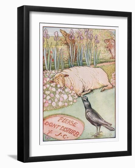 And the Sheep Went to Sleep, Illustration from 'Johnny Crow's Party', c.1930-Leonard Leslie Brooke-Framed Giclee Print