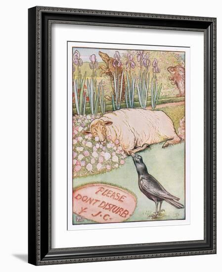 And the Sheep Went to Sleep, Illustration from 'Johnny Crow's Party', c.1930-Leonard Leslie Brooke-Framed Giclee Print