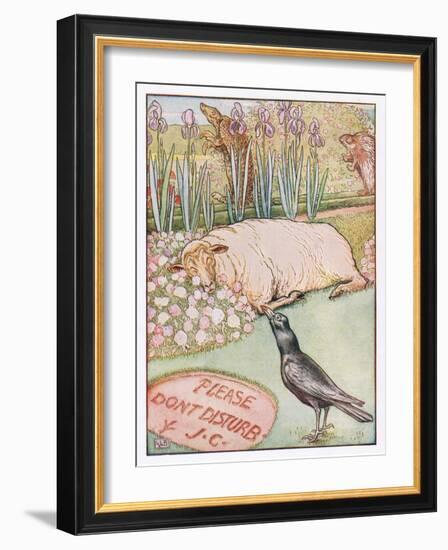 And the Sheep Went to Sleep, Illustration from 'Johnny Crow's Party', c.1930-Leonard Leslie Brooke-Framed Giclee Print