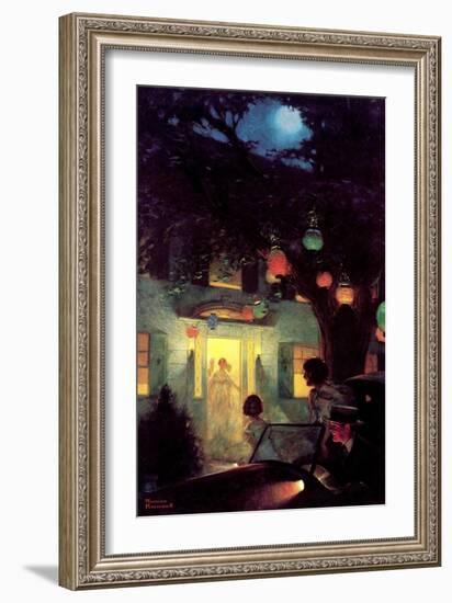 And the Symbol of Welcome Is Light (or Guests Arriving at Party)-Norman Rockwell-Framed Giclee Print