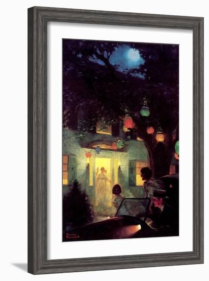 And the Symbol of Welcome Is Light (or Guests Arriving at Party)-Norman Rockwell-Framed Giclee Print