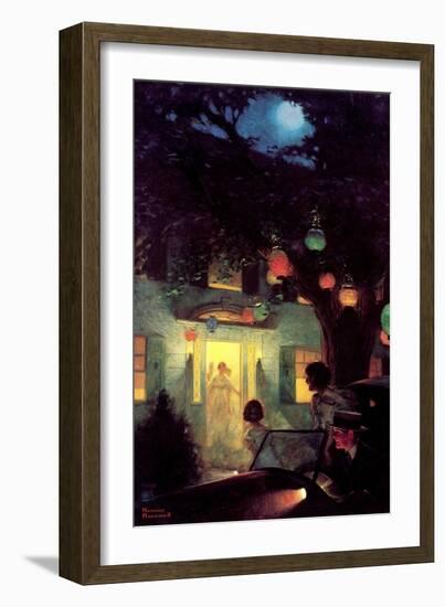 And the Symbol of Welcome Is Light (or Guests Arriving at Party)-Norman Rockwell-Framed Giclee Print