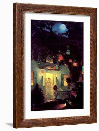 And the Symbol of Welcome Is Light (or Guests Arriving at Party)-Norman Rockwell-Framed Giclee Print