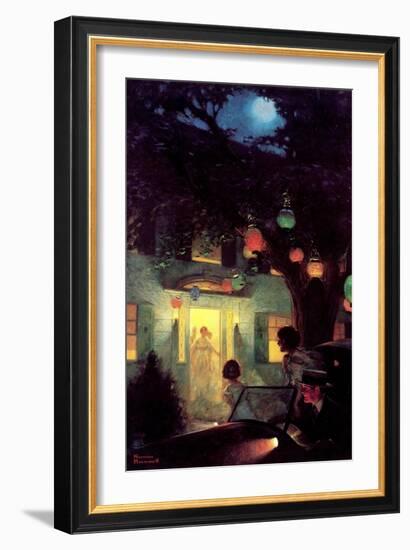 And the Symbol of Welcome Is Light (or Guests Arriving at Party)-Norman Rockwell-Framed Giclee Print