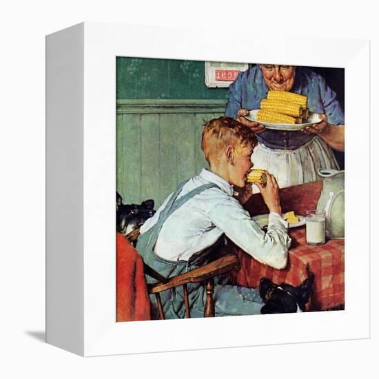 . . . And Then Ma, or Grandma Brought ‘Em In (or Country Boy Eating Corn)-Norman Rockwell-Framed Premier Image Canvas