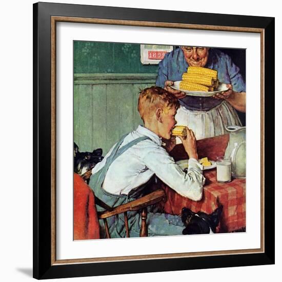 . . . And Then Ma, or Grandma Brought ‘Em In (or Country Boy Eating Corn)-Norman Rockwell-Framed Giclee Print