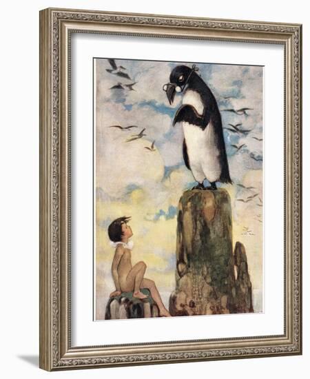 And There He Saw the Last of the Gairfowl, Illustration from 'The Water Babies' by Reverend…-Jessie Willcox-Smith-Framed Giclee Print