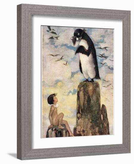 And There He Saw the Last of the Gairfowl, Illustration from 'The Water Babies' by Reverend…-Jessie Willcox-Smith-Framed Giclee Print