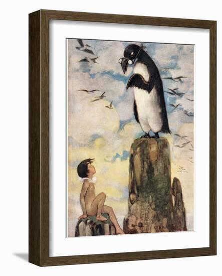 And There He Saw the Last of the Gairfowl, Illustration from 'The Water Babies' by Reverend…-Jessie Willcox-Smith-Framed Giclee Print