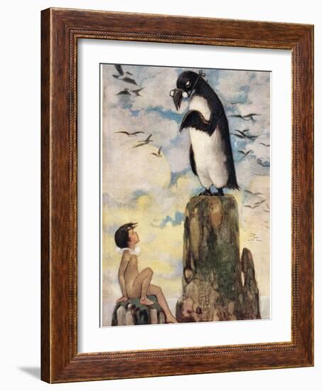 And There He Saw the Last of the Gairfowl, Illustration from 'The Water Babies' by Reverend…-Jessie Willcox-Smith-Framed Giclee Print