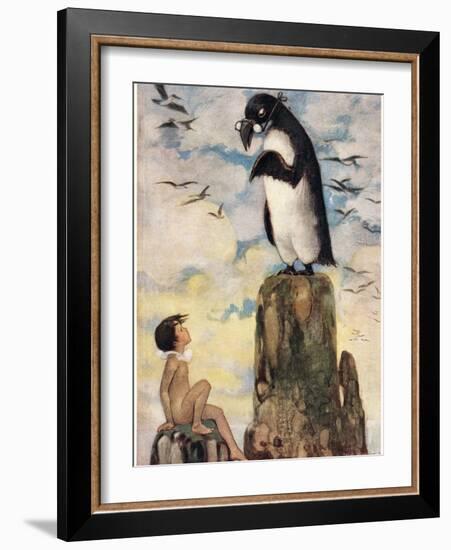 And There He Saw the Last of the Gairfowl, Illustration from 'The Water Babies' by Reverend…-Jessie Willcox-Smith-Framed Giclee Print