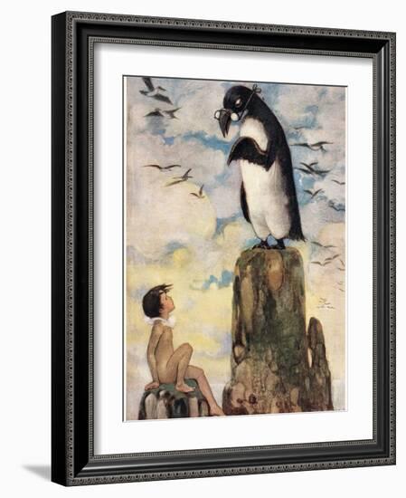 And There He Saw the Last of the Gairfowl, Illustration from 'The Water Babies' by Reverend…-Jessie Willcox-Smith-Framed Giclee Print