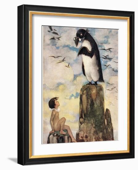 And There He Saw the Last of the Gairfowl, Illustration from 'The Water Babies' by Reverend…-Jessie Willcox-Smith-Framed Giclee Print