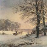 A Winter Landscape with Horses and Carts by a River, 1882-Anders Andersen-Lundby-Giclee Print