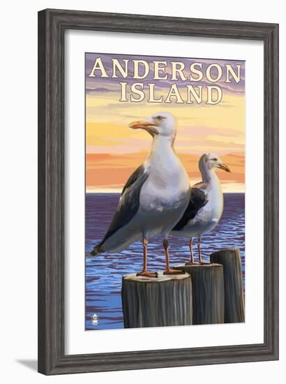 Anderson Island, WA Sea Gulls-Lantern Press-Framed Art Print