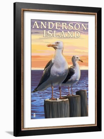 Anderson Island, WA Sea Gulls-Lantern Press-Framed Art Print