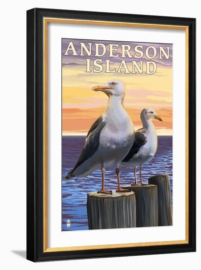 Anderson Island, WA Sea Gulls-Lantern Press-Framed Art Print