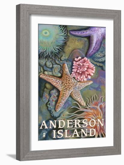 Anderson Island, WA Tidepools-Lantern Press-Framed Art Print