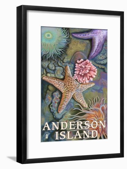 Anderson Island, WA Tidepools-Lantern Press-Framed Art Print